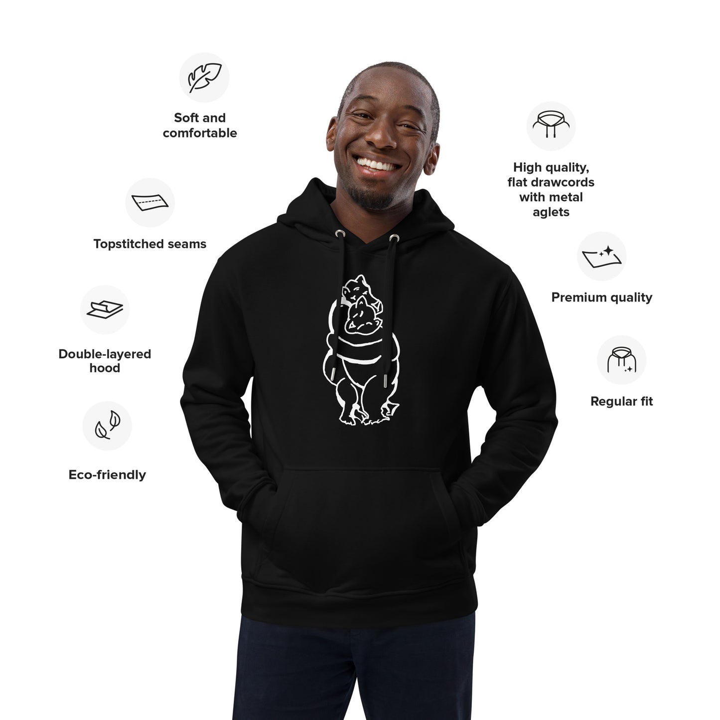 Bearhuggy Premium eco hoodie (black)