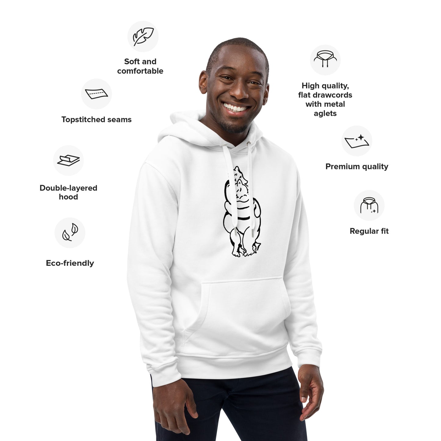 Bearhuggy Premium eco hoodie (white)