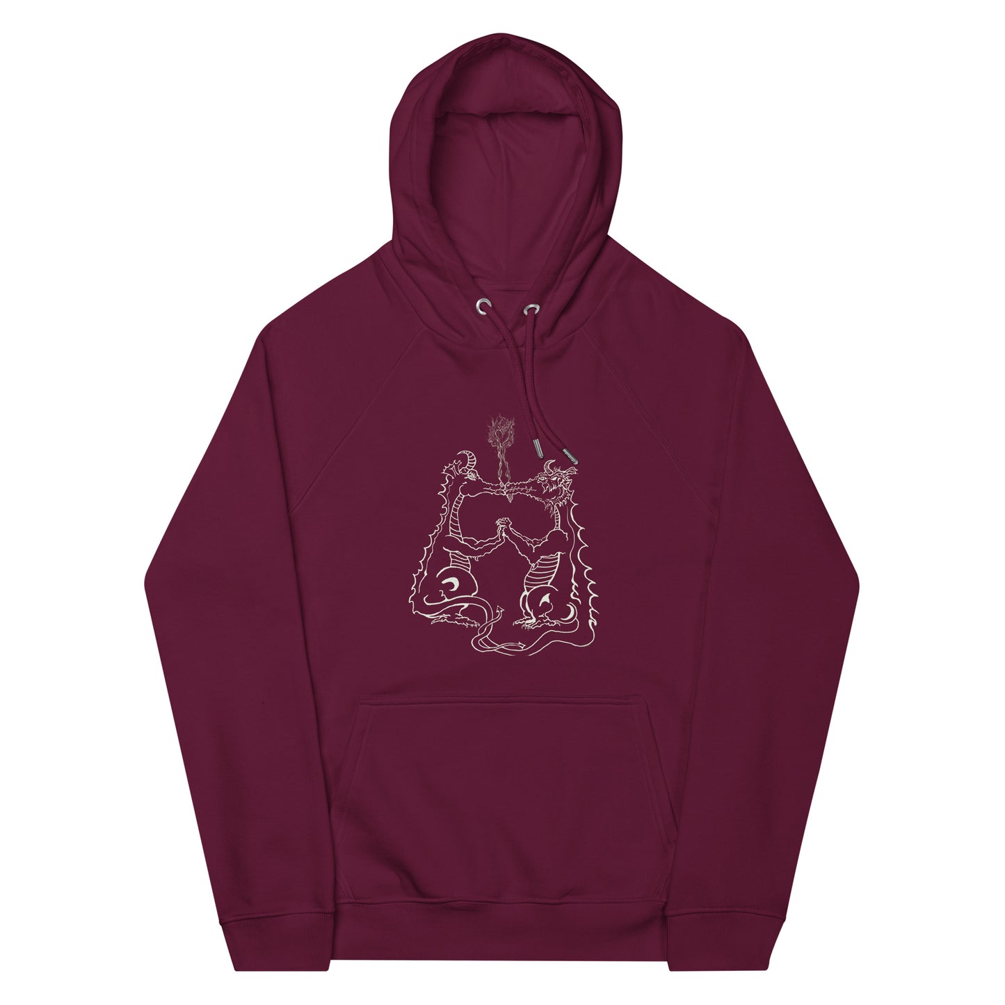 Draconis Amori Unisex eco raglan hoodie (light on dark)