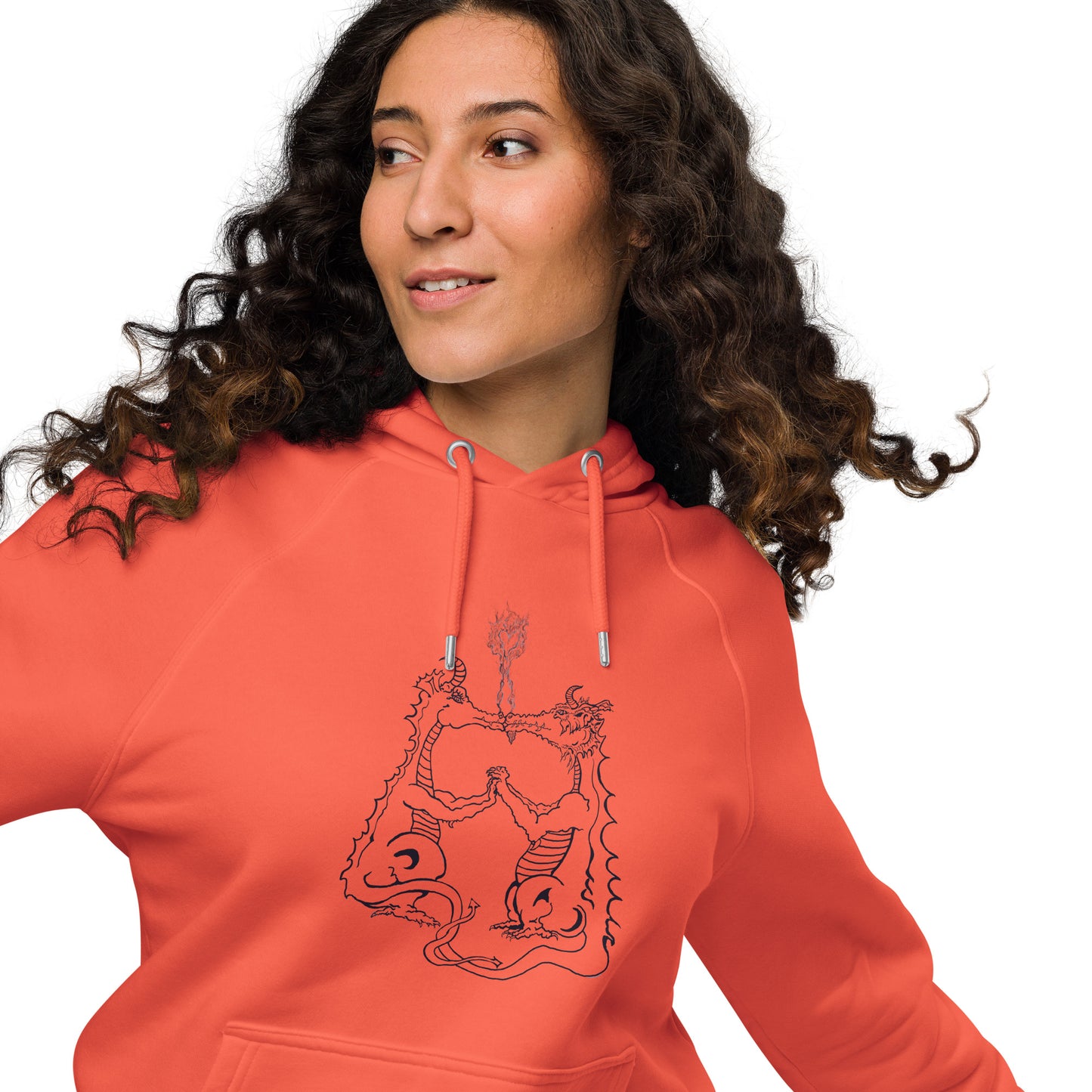 Draconis Amori Unisex eco raglan hoodie (black lines on light)