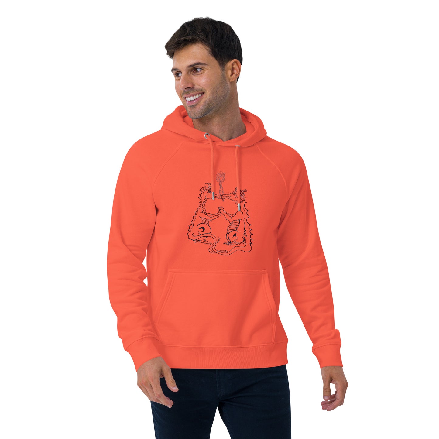 Draconis Amori Unisex eco raglan hoodie (black lines on light)