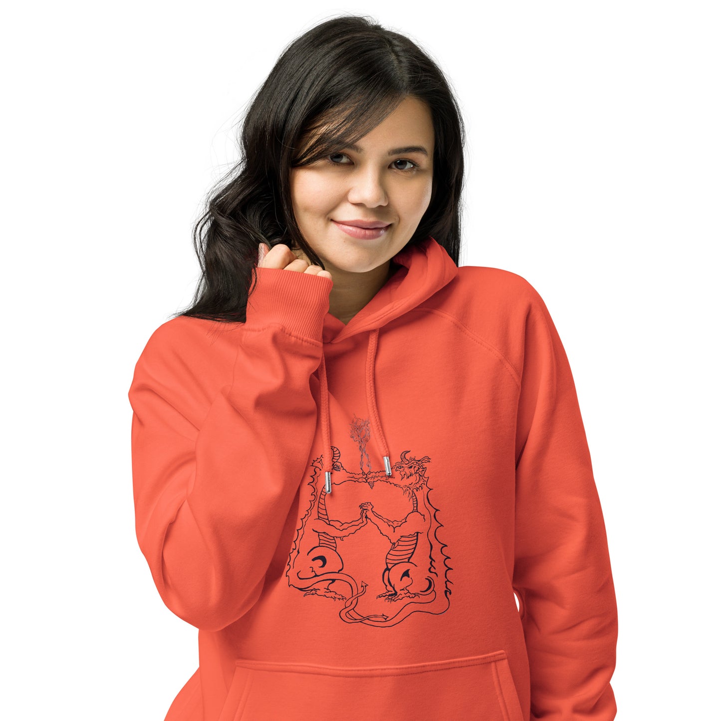 Draconis Amori Unisex eco raglan hoodie (black lines on light)