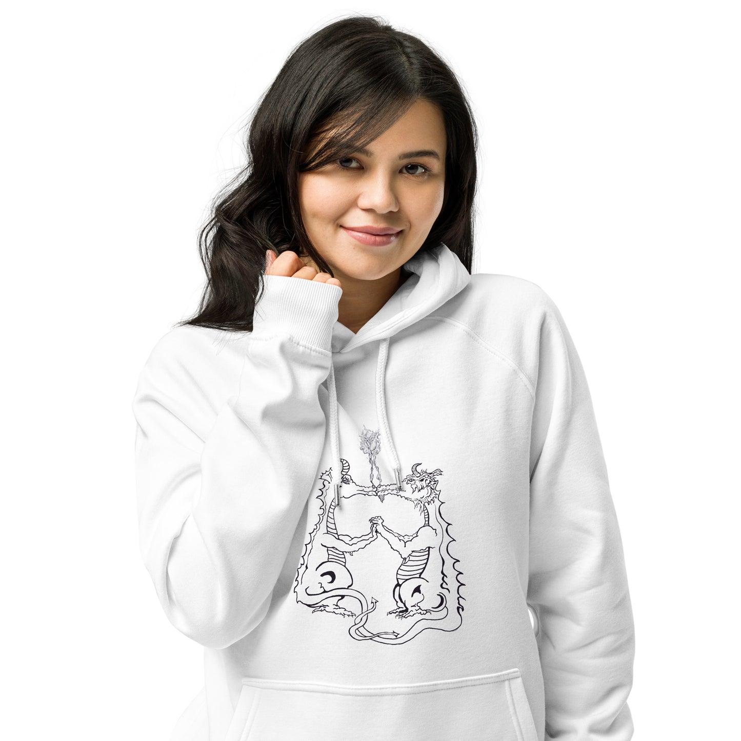 Draconis Amori Unisex eco raglan hoodie (black lines on light)