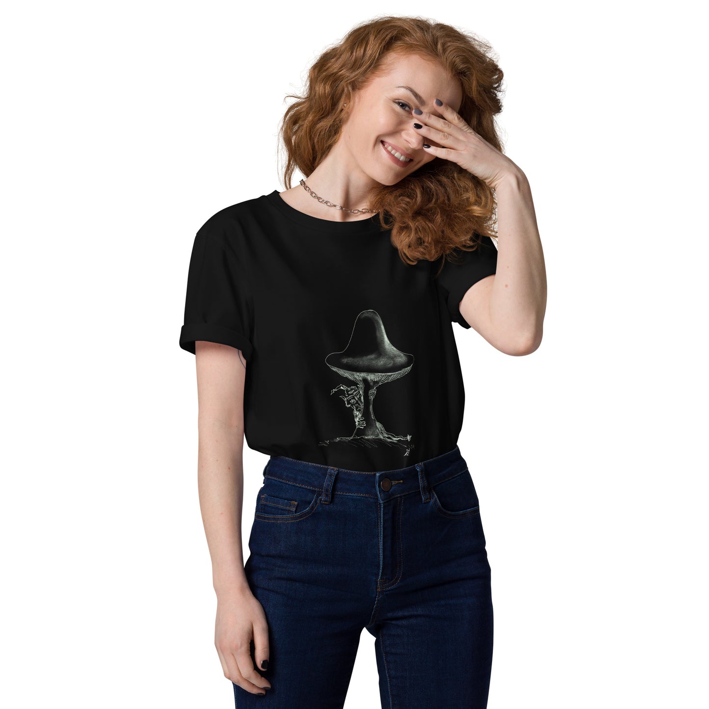 Shroom Peeker Unisex organic cotton t-shirt (dark)