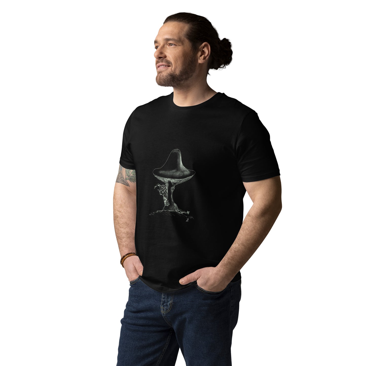 Shroom Peeker Unisex organic cotton t-shirt (dark)