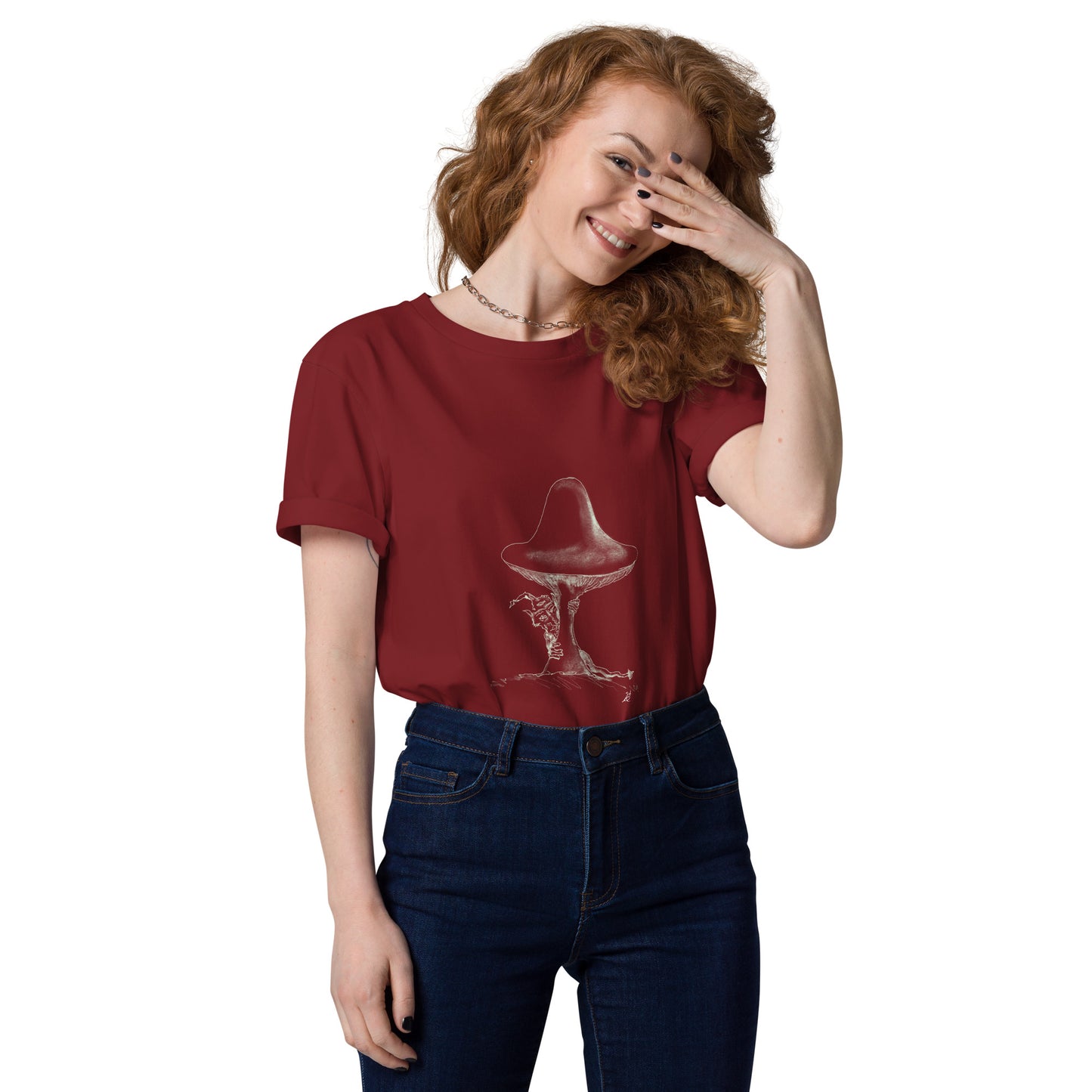 Shroom Peeker Unisex organic cotton t-shirt (dark)