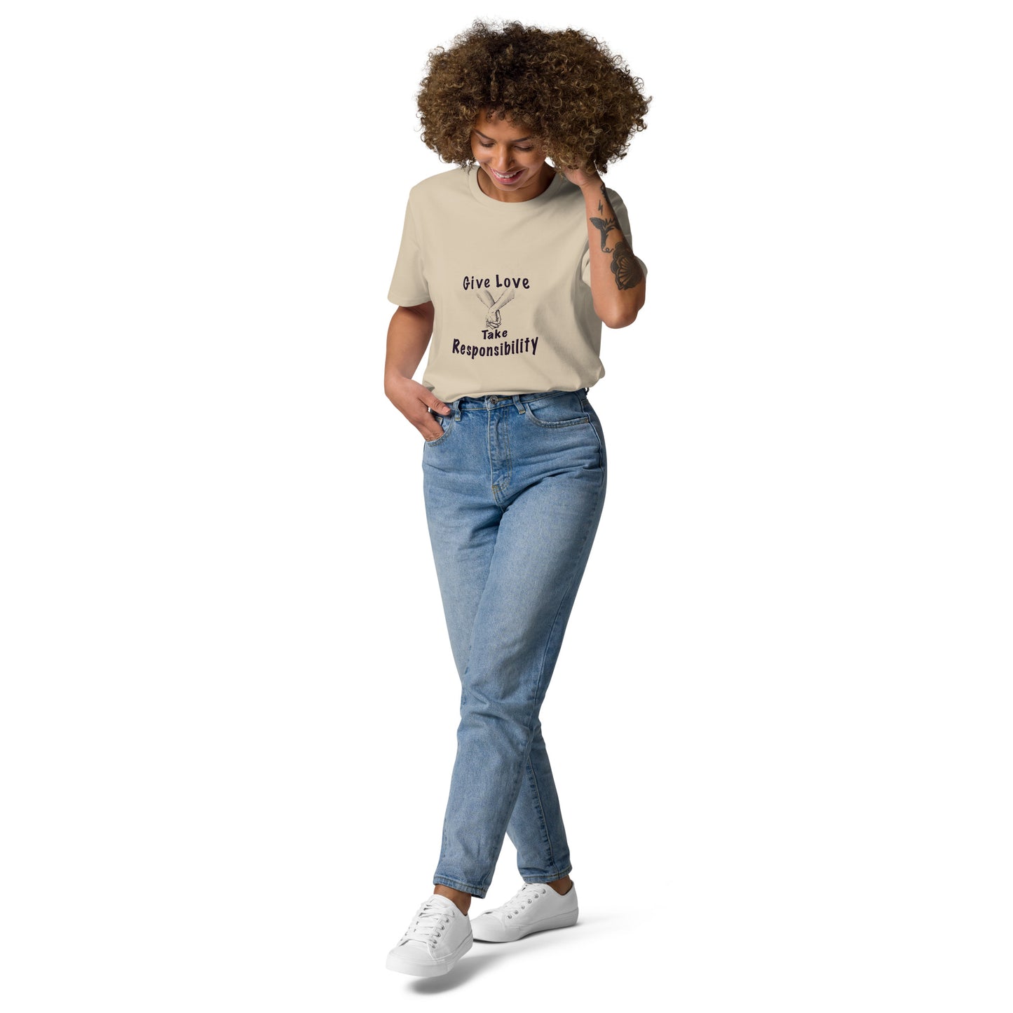 Give Love Unisex organic cotton t-shirt (black lines)