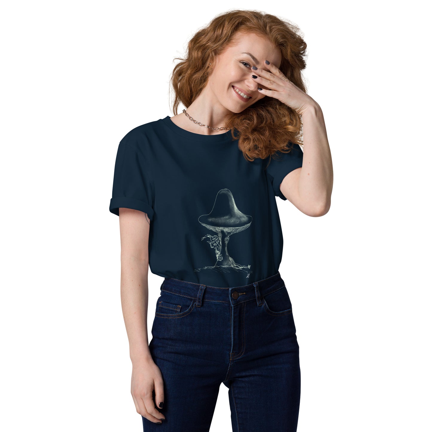 Shroom Peeker Unisex organic cotton t-shirt (dark)