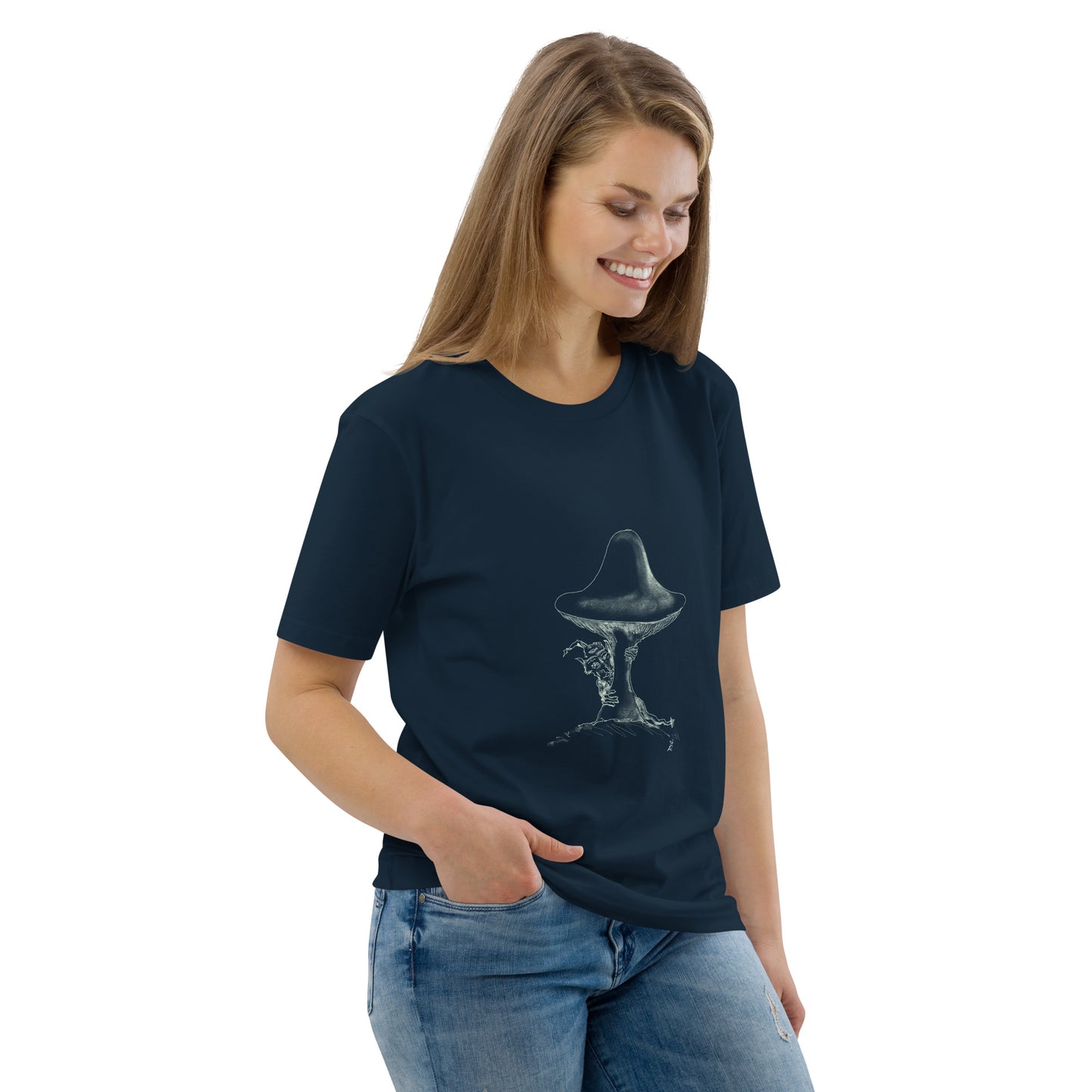 Shroom Peeker Unisex organic cotton t-shirt (dark)