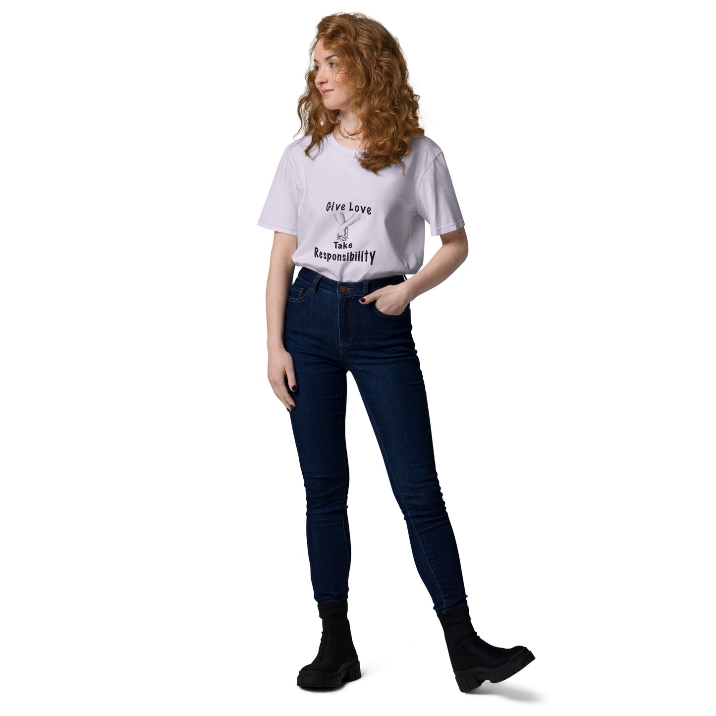 Give Love Unisex organic cotton t-shirt (black lines)