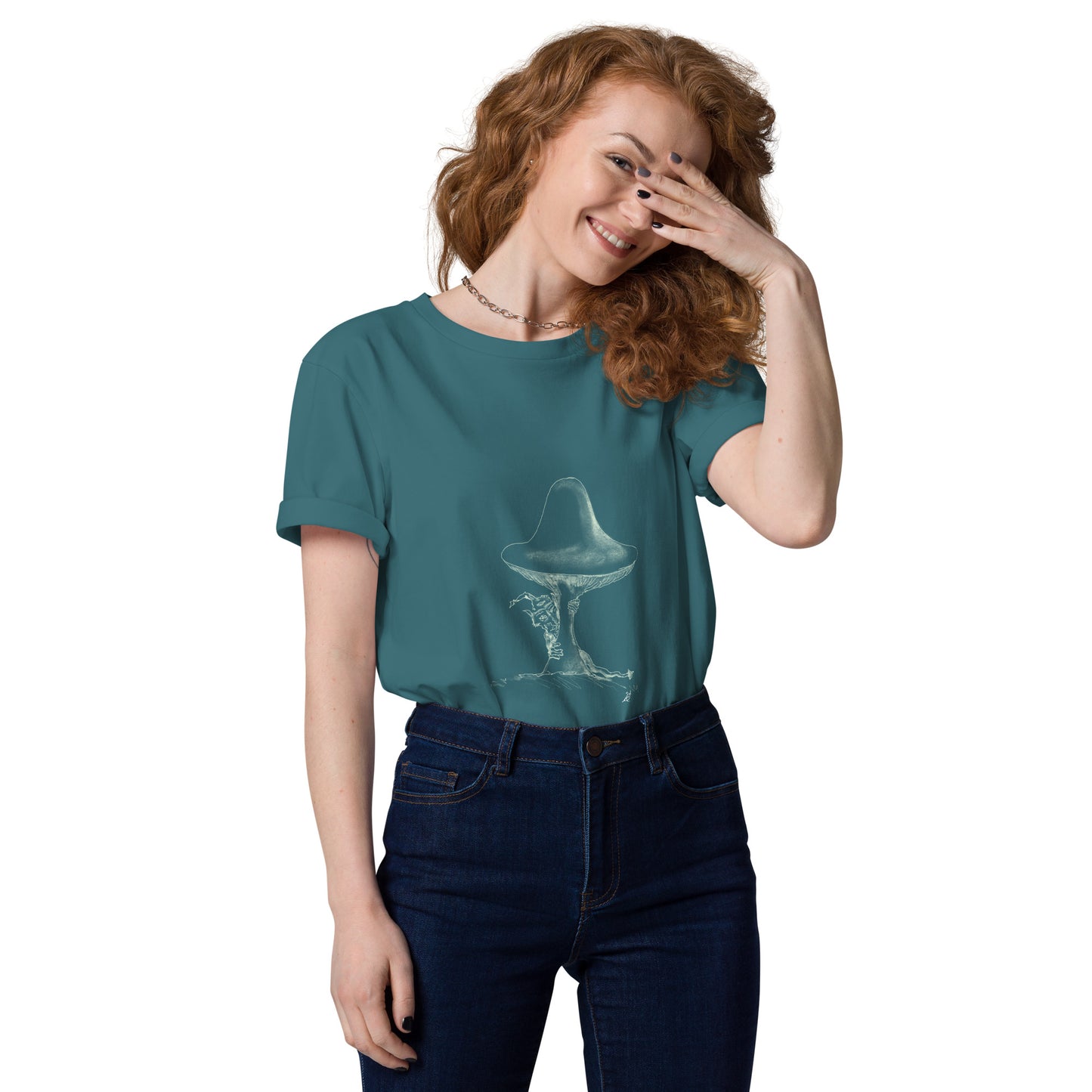 Shroom Peeker Unisex organic cotton t-shirt (dark)