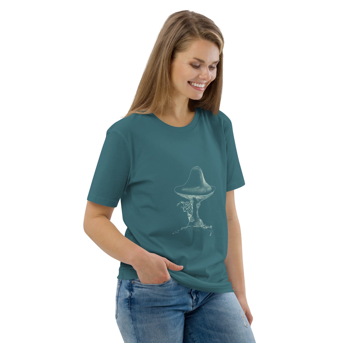 Shroom Peeker Unisex organic cotton t-shirt (dark)