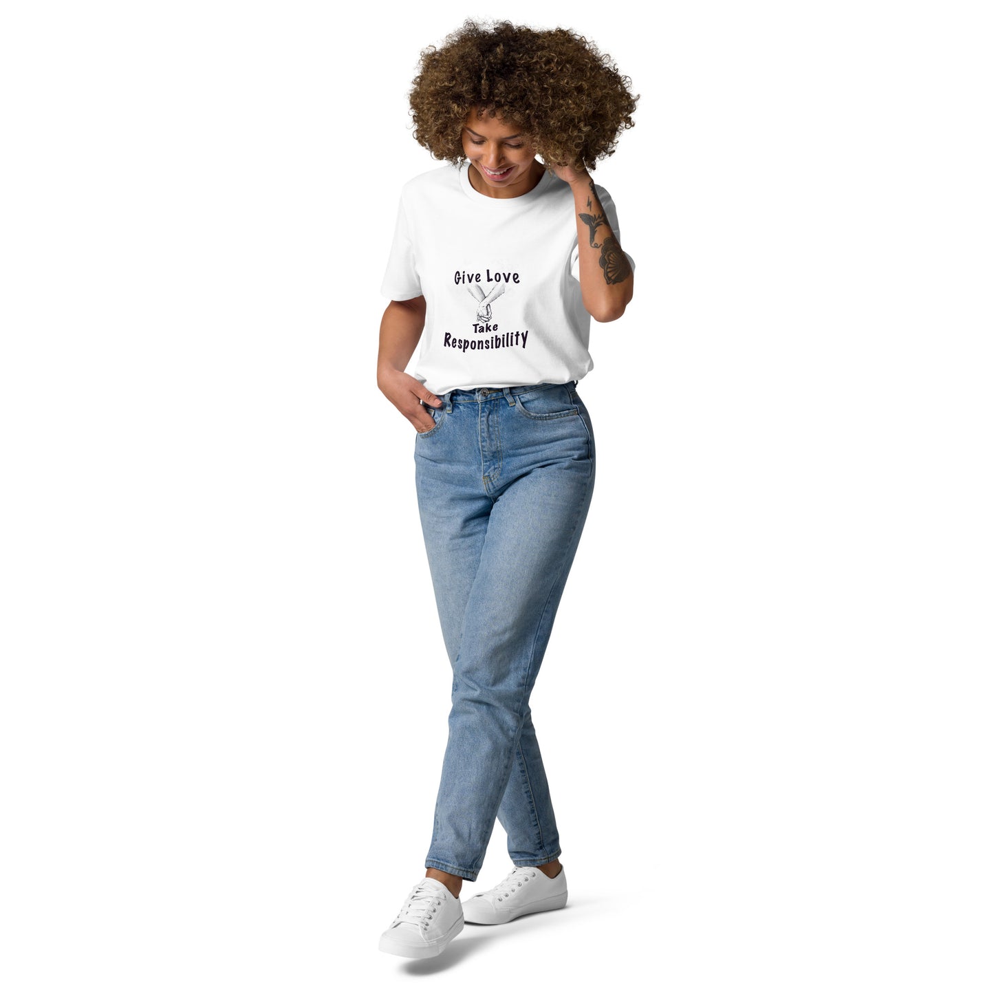 Give Love Unisex organic cotton t-shirt (black lines)