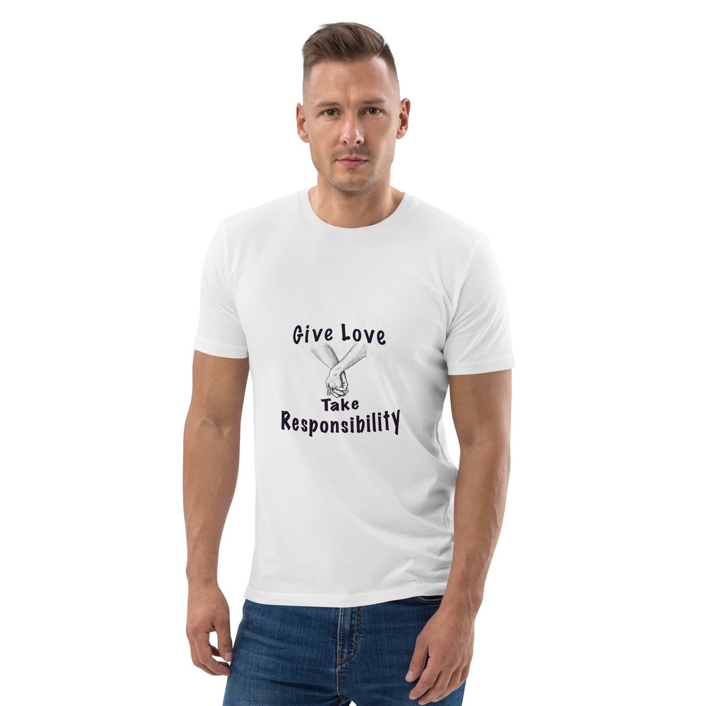 Give Love Unisex organic cotton t-shirt (black lines)