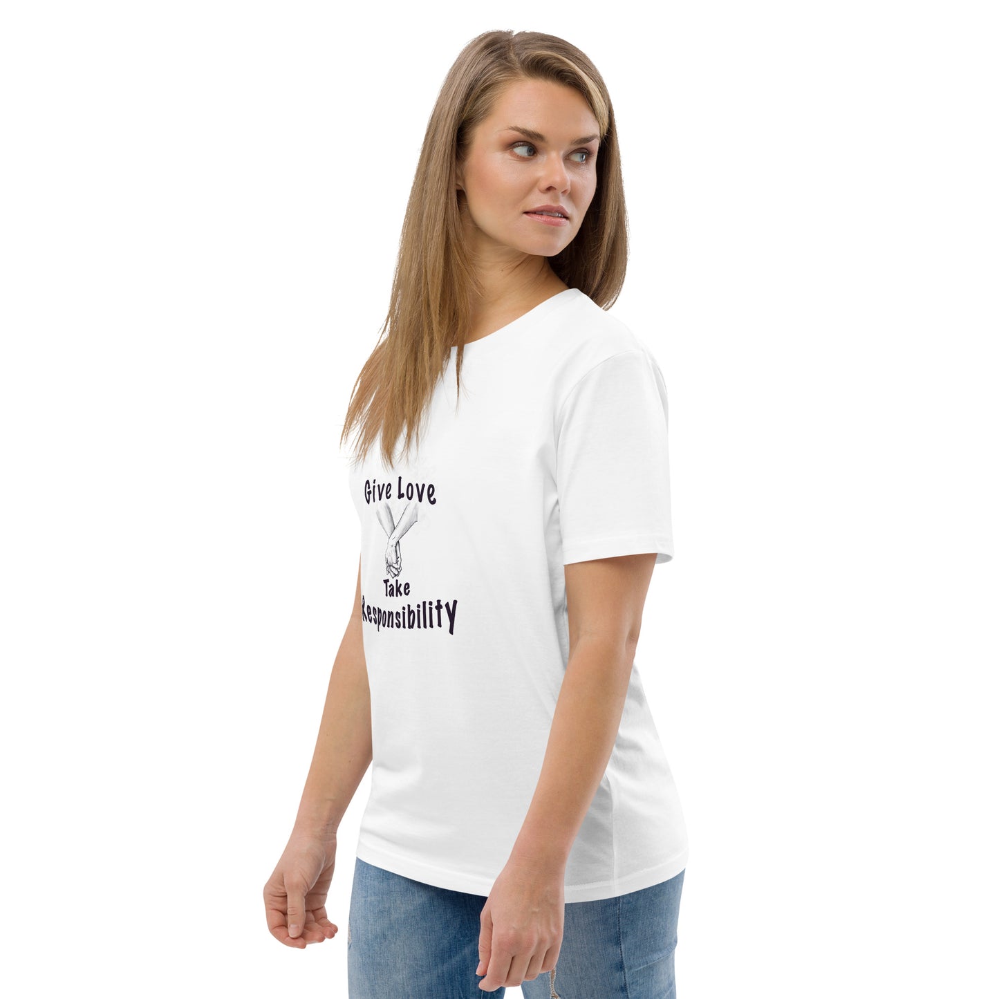Give Love Unisex organic cotton t-shirt (black lines)