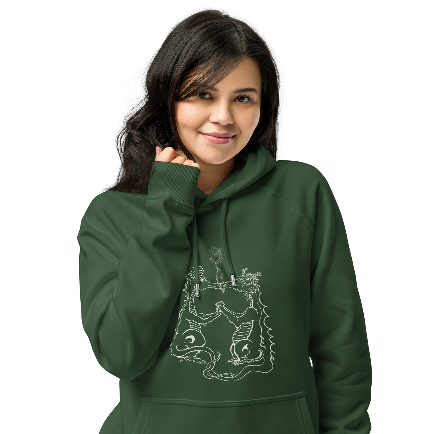 Draconis Amori Unisex eco raglan hoodie (light on dark)