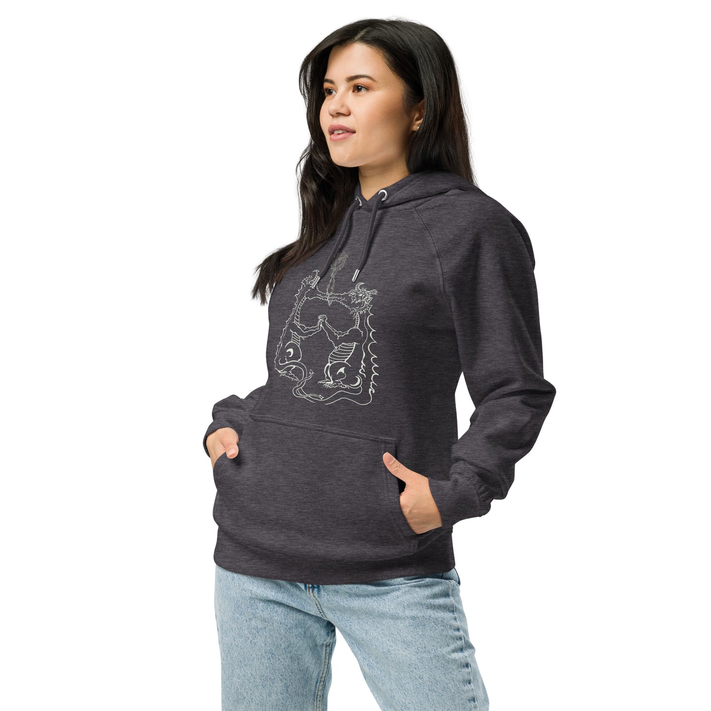 Draconis Amori Unisex eco raglan hoodie (light on dark)